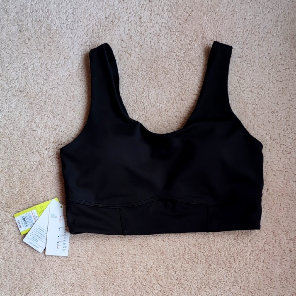 all in motion Black Sports Bra with Wide Straps and Textured Fabric
